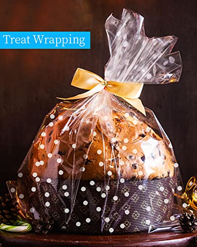 Clear Cellophane Wrap Roll with White Dots (291.67 Sq Ft)