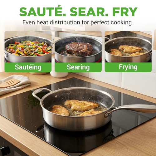 3.4QT Deep Frying Pan with Lid (Deep frying pan / Stainless Steel)