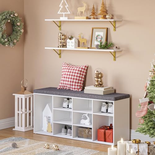 Long Wall Shelves (White and Gold / 39.4 Inch)