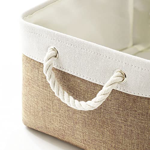 Fabric Storage Baskets (White&Khaki / Large (Pack of 3))