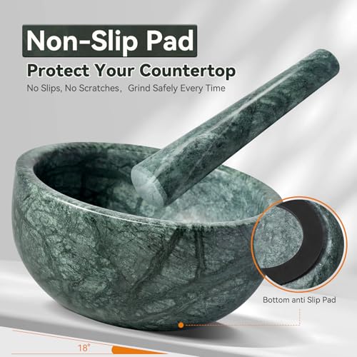 Luxury Marble Mortar and Pestle Set (Green Marble / 7in-4 cups)