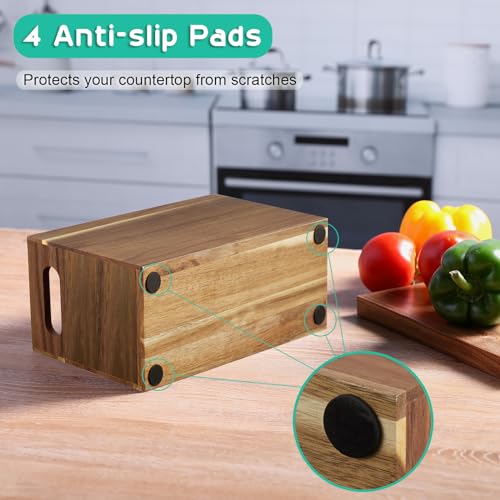 Acacia Wood Utensil Holder Organizer for Counter (Acacia / 3 Compatment)