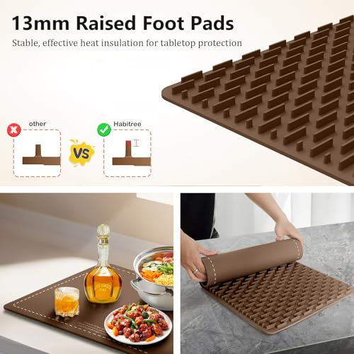 3 Pack Silicone Food Warming Mat & Food Warmers for Parties Buffet (Large 3pack / Brown)