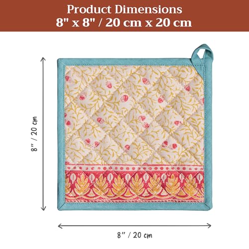 Pot Holders 100% Cotton Potholders (122 - Carpo / 8" x 8" (Pot Holder Pack of 2))