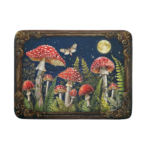 Mushroom Dish Drying Mat Absorbent Dish Drainer for Coffee Bar Kitchen Counter (Funny Mushroom 829 / 24" x 18")