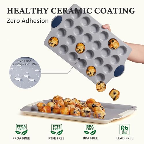 24 Cup Non Toxic Nonstick Ceramic Mini Muffin Pan & Cupcake Tin