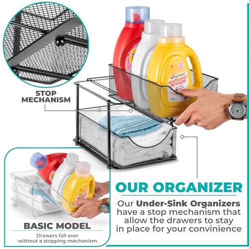 Pull Out Under Sink Organizer (2 Pack / Black)
