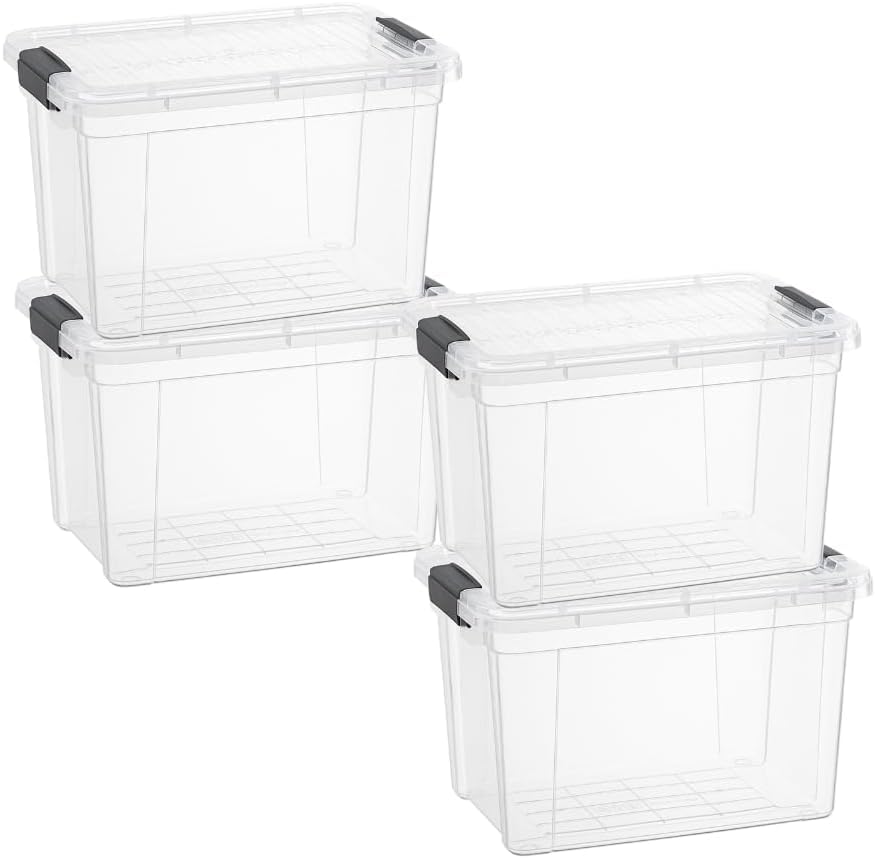 Clear Storage Bins with Lids (2.4 Quart)