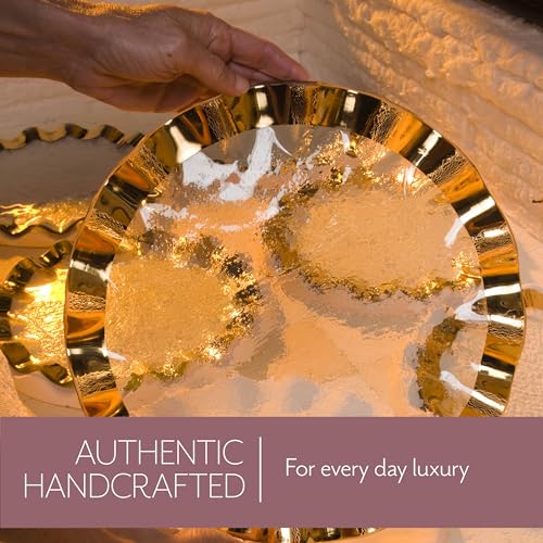 Ruffle 7.75 Inch Wine Coaster with 24k Gold (Wine Coaster)