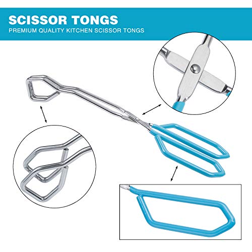 Stainless Steel Scissor Tongs Heavy Duty Cooking Tongs with Soft Handles