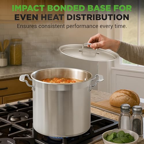 Stainless Steel Stock Pot with Lid (Stainless Steel / 24 Quarts)