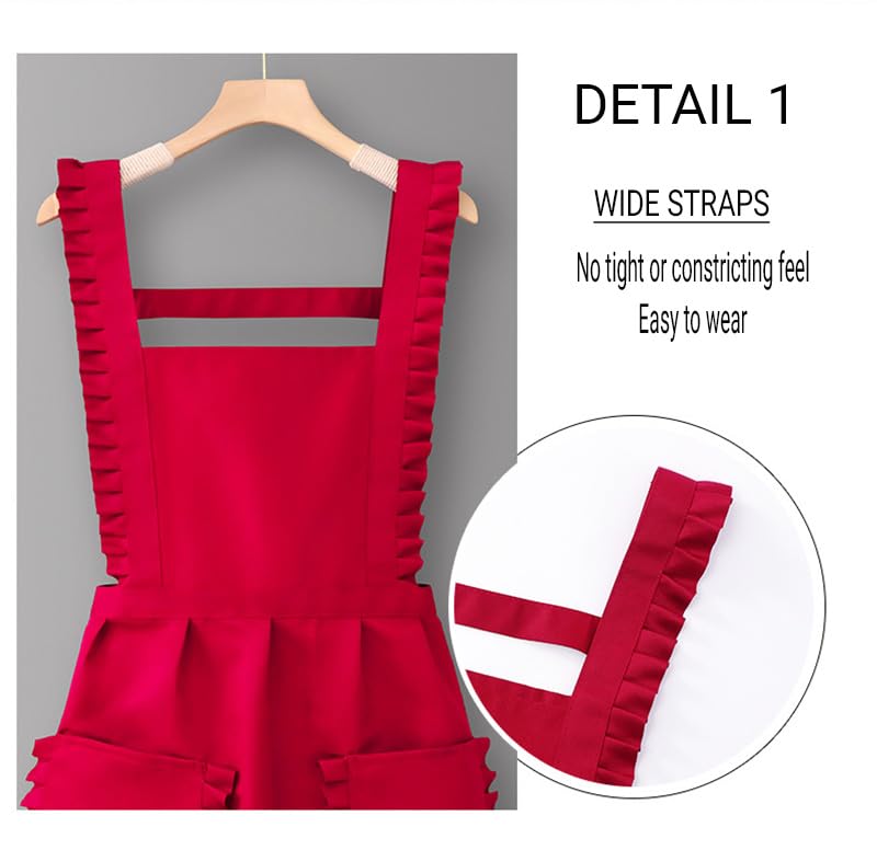 Personalized Custom Aprons Custom Adjustable Kitchen Cooking Aprons Hair Stylist Cafe Work Aprons For Men And Women (Black Red)