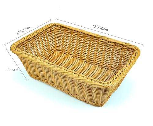 12" Poly Wicker Bread Basket (12 x 8 x 4 inches 1 Pack)