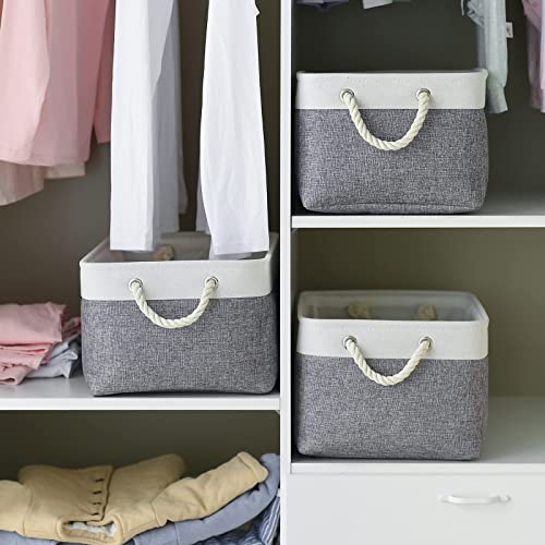 Organization and Storage Basket for Organizing (White&Grey / Large - 15.7Lx11.8Wx8.3H)