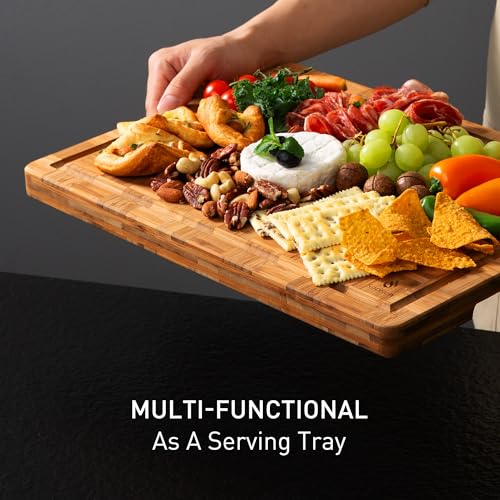 Bamboo Cutting Board 17'' Wood Cutting Boards for Kitchen Wooden Non Toxic (17*12 in)