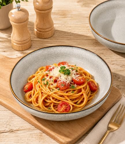 8.5’’ Ceramic Pasta Bowls Set of 4 (Set of 4 / Green Wheat)