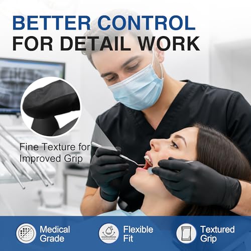 Black Nitrile Gloves (Black / Medium)