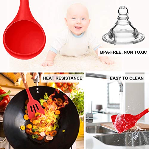 Silicone Cooking Kitchen Utensils Set (Red)