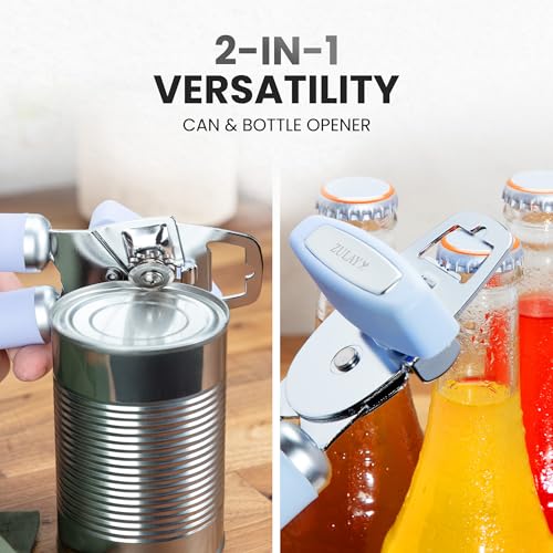 Manual Can Opener Heavy Duty Patented Stainless Steel (Sky Blue / Comfy Grip)