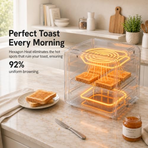 6-in-1 Retro Air Fryer Toaster Oven Combo, Compact 12.7 QT Small Countertop Convection Oven, Fits 9" Pizza & 4 Toast, Hexagon Hybrid Heating, Enamel Baking Pan Included, Dark Grey Color (12.7-QT Dark Grey Color)