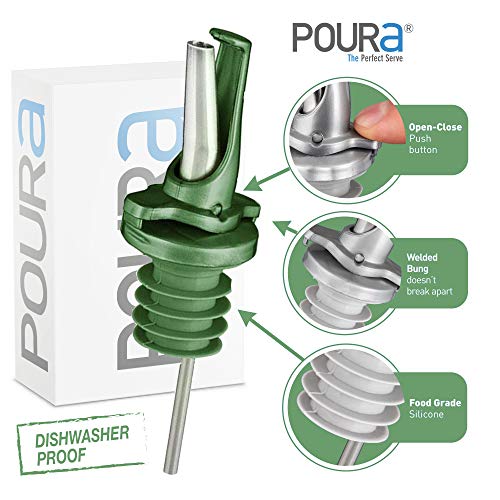 Olive Oil Spout for Olive Oil Dispenser (6 green oil pourers + 6 adapters)