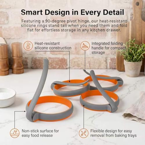Silicone Egg Rings for Frying Egg (4Pcs Round / Gray)