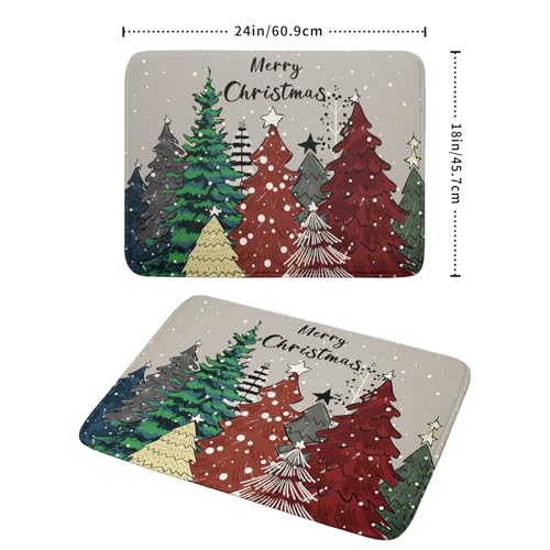 Christmas Trees Dish Drying Mat Winter Holiday Kitchen Dishes Pad 18x24 Inch Absorbent Reversible Fast Dry Draining Rack Pad for Countertop (Christmas Snow Trees / 18" x 24")