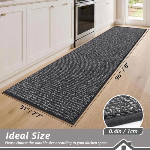 Kitchen Runner Rugs 31"x96" (Charcoal / 31" X 96" (Rectangular))