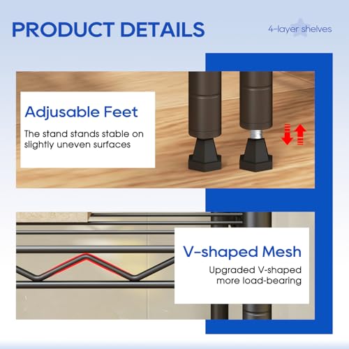 4 Tier Wire Shelf (Black / 35×13×53)