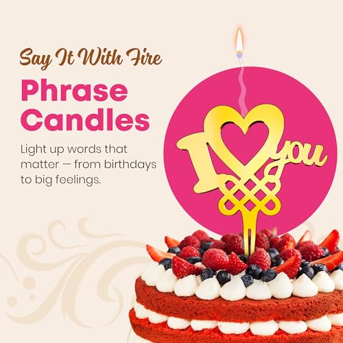 I Love You Reusable Gold Romantic Cake Candle