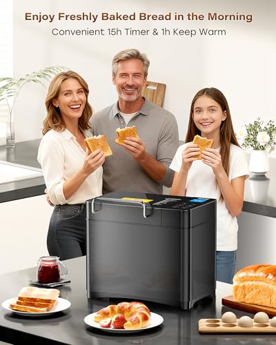 710W 2LB Bread Maker Dual Heaters (Black Stainless Steel)