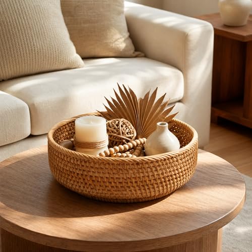 10.6" Large Round Rattan Bread Fruit Basket (L)