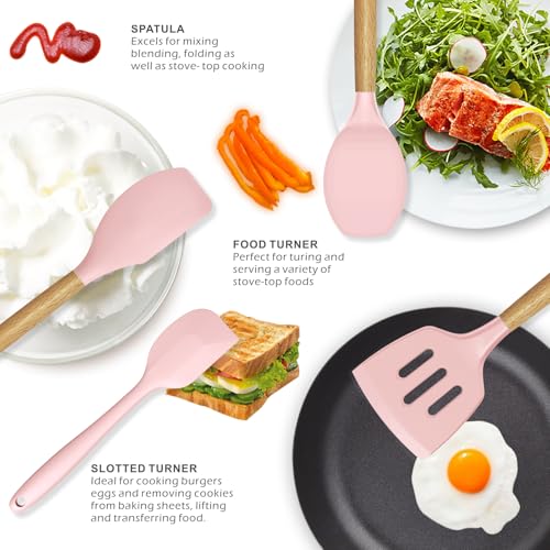 Silicone Kitchen Utensils Set (Pink)