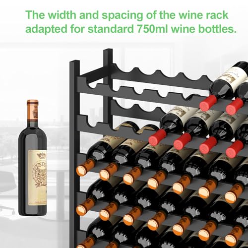 Wine Rack Freestanding Floor (Black Finish 6-tier Without Glass Holder)