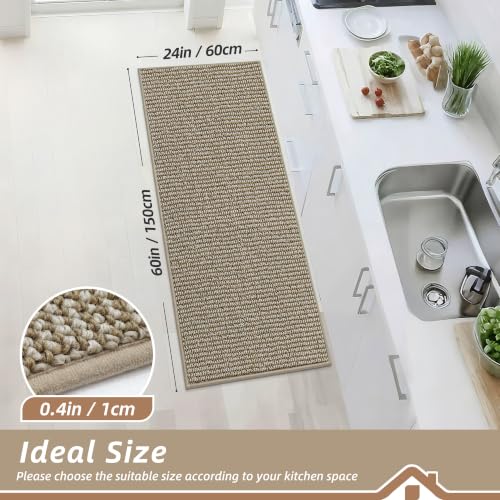 Kitchen Runner Rugs 24"x60" (Light Beige / 24" X 60" (Rectangular))