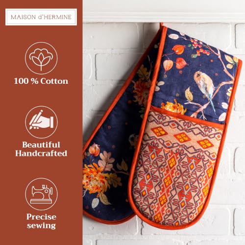 Double Oven Mitts 100% Cotton Double Oven Glove (020 - Kelim - Infinity / 7" x 35" (Double Oven Mitt))