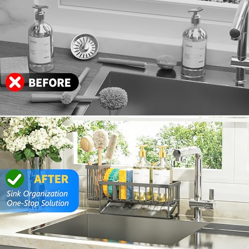 Sink Caddy Organzier with High Brush Holder