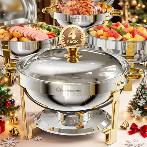 Round Chafing Dishes for Buffet (Half Gold)