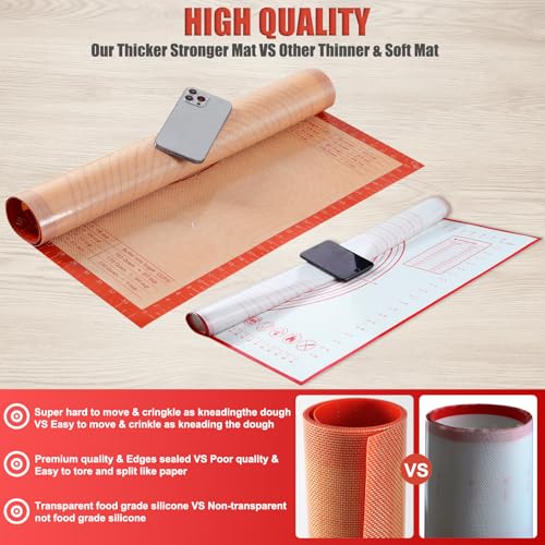 Silicone Pastry Mat 36x24 Inch Extra Large Baking Mat with Measurements (Red / 36"L x 24"W)