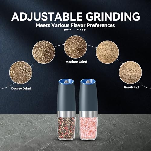 Battery Operated Gravity Salt And Pepper Grinder Set (Gray)