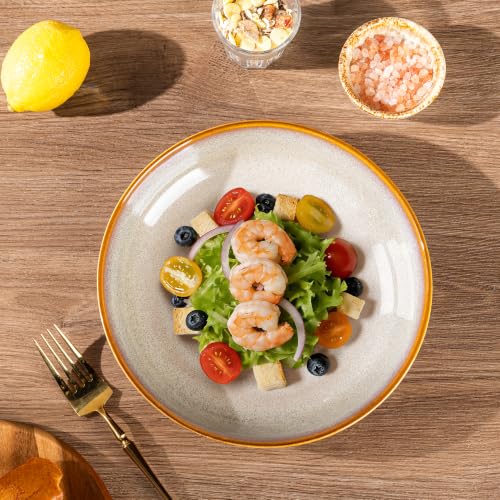 9.0" Ceramic Pasta Bowls Set of 4 (Set of 4 / Khaki)