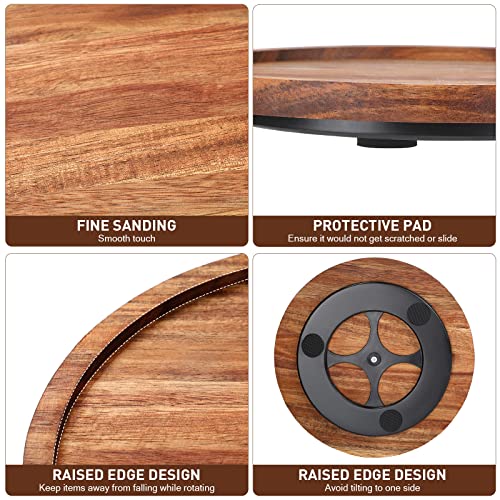 6 Pcs 9 inch Acacia Wood Lazy Susan Organizers for Kitchen (6 Count)