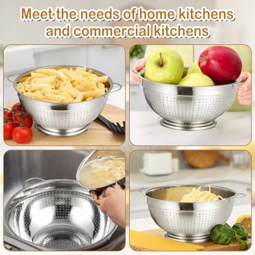 1 Pack 12 Quart Heavy Duty Stainless Steel Colander with Footed Base and Handles Pasta Spaghetti Berry Fruit Vegetable Kitchen Food Strainer Basket (12 Quart)