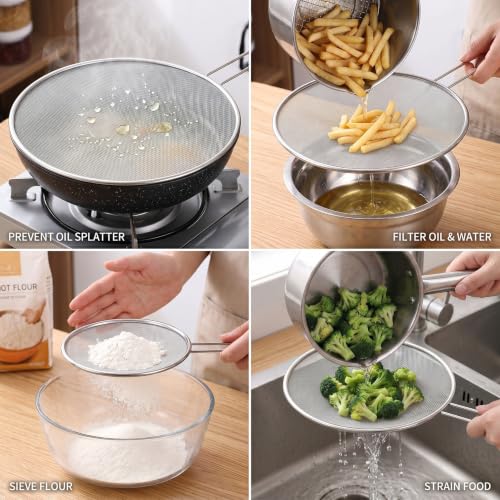 4 Piece Stainless Steel Splatter Screen for Cooking (4 silver)