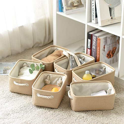 Storage Basket for Organizing (Beige / 6PCS/Small -11.8Lx7.9Wx5.2H)