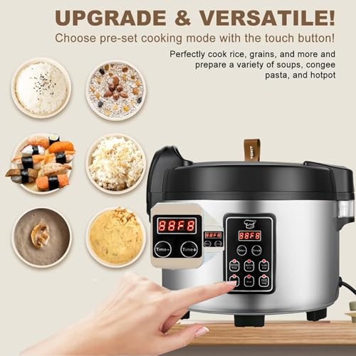 15L Commercial Rice Cooker & Warmer (Silver & Black / 84 Cups Cooked - Smart Rice Cooker & Warmer)