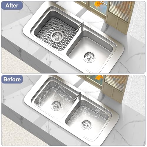 TOOVEM 2PCS Kitchen Sink Mats (11.5 x 12.25 inches Grey)