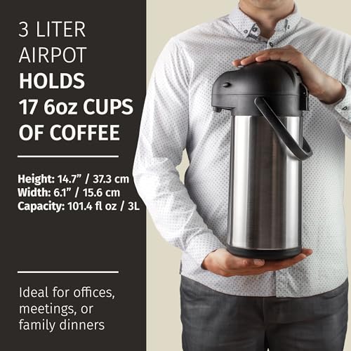 Coffee Carafe with Pump 102oz (Silver / 102 Ounces)