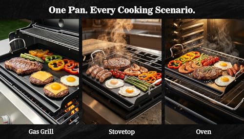 25" x 16" Cast Iron Grill Griddle Kit (25.1" x 16.1" x 2.7")