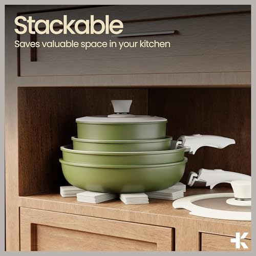 Bakken 17 Piece Ceramic Coated Aluminum Cookware Set (Green)